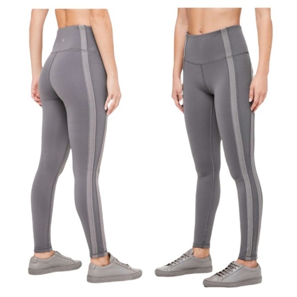 lululemon athletica Pants - Lululemon Power Lines Pants 28" Titanium Dark Chrome Everlux High Rise Grey Sz 4